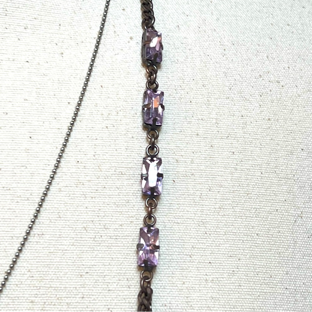 NWT Juicy Couture Wispy Long Layered Necklace w/ Crystals, Pearl, & Rhinestones - Picture 2 of 11